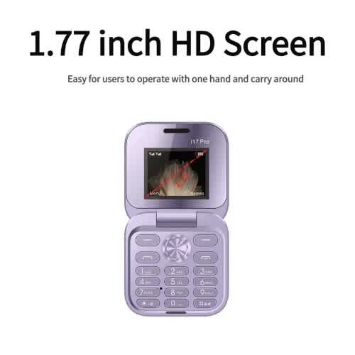 I17 Pro Mini Flip Phone With Fm Radio Magic Voice Blacklist Speed Dial Vibration - 4000mAh - Purple - View 2