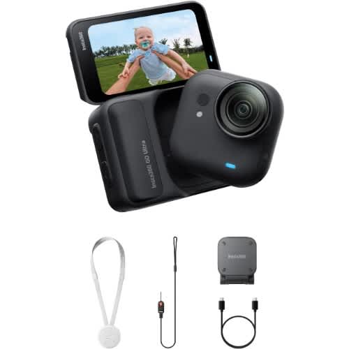 Insta360 Go Ultra - Small 4k Vlogging Camera, Hands-free, Pov Cam, 1/1.28" Sensor - Black.
