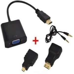 Hdmi To Vga Converter + 2 Micro Mini Hdmi Connector Adapter - Black - View 2