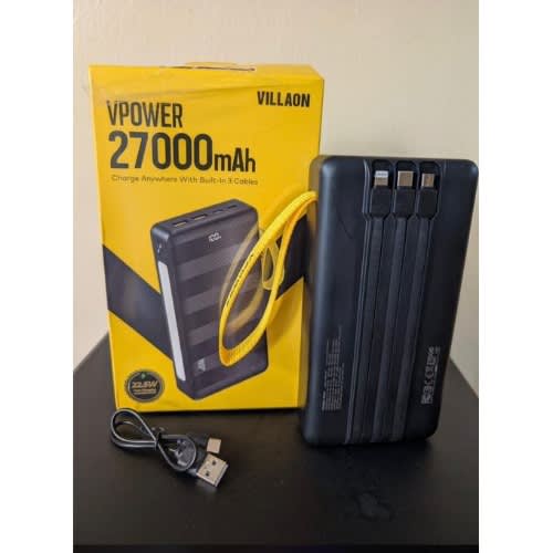 Villaon Power Bank 22.5w Fast Charge – Built-in 3 Cables & Led Display - 27000mAh - View 4