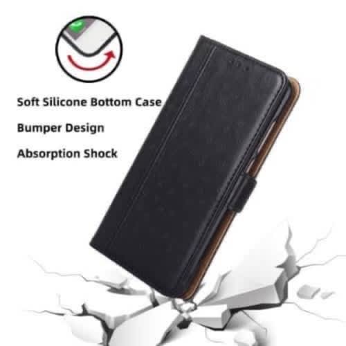 Leather Flip Case For Iphone 13 Promax - Black - View 3