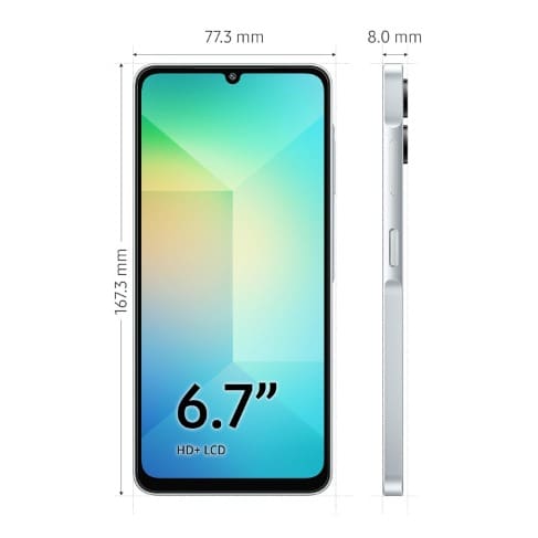 Galaxy A06 - 6.7" - 128GB ROM - 4GB RAM - 4G LTE - Dual SIM - Fingerprint - 5000mAh - Light Blue - View 3