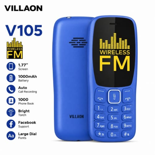 Villaon V105 - 1.77" - 32MB ROM - Wireless Fm - Dual Sim - 1000mAh - Blue - View 2