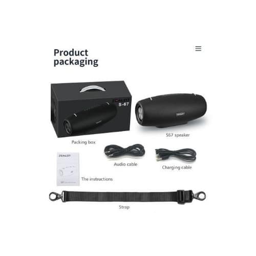 S67 Waterproof Bluetooth Bass Speaker - Black - View 3