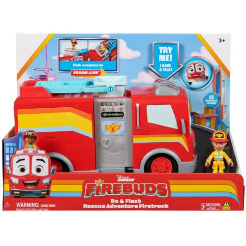 Junior Firebuds Bo & Flash Action Figure & Fire Truck Vehicle Toy With Vroomlink For Kids - View 1