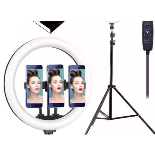 14 Inches Ringlight With Tripod Stand, 3 Phone/camera Holders, Attached Remote Control - View 1
