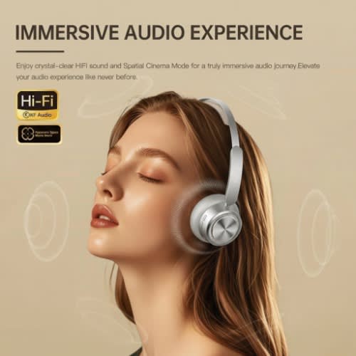 Retro Design Noise-cancelling Wireless Bluetooth 5.4 Headphone - Model Rb830hb Silver - View 9