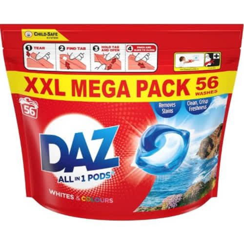 Daz All-in-1 Pods Washing Liquid Capsules For Whites & Colours - 2 X 56 Washes -940g - View 1
