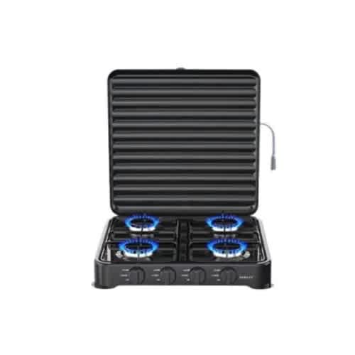 4-burner Gas Stove - Cast Iron Burners Auto-ignition - Black - 8.8kw - View 2