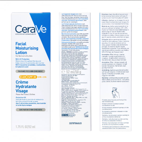 AM Facial Moisturising Lotion for Normal to Dry Skin W/3 Ceramides SPF 30 52ml - View 4
