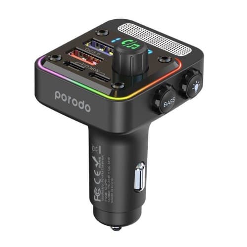 Porodo Quick-charge Fm Car Charger- Dual Usb-c & Usb-a- Pd 36w - Black - View 3