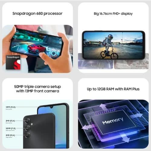Galaxy A05s - 6.7"- 128GB ROM - 4GB RAM - 4G LTE - Dual SIM - 50MP - Fingerprint - 5000mAh - Black - View 2