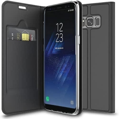 Flip Case For Samsung S8 - Leather - Black - View 3