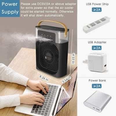 Air Cooler Fan With Humidifier Spray & 6pcs Essential Oils + 7 Color Led Light / Mini Mist Fan - View 5