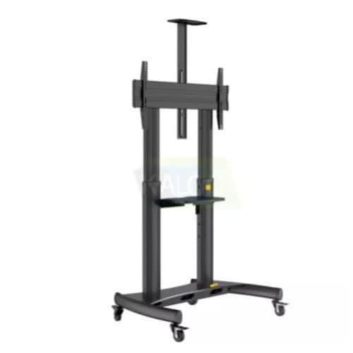 Heavy-duty Mobile Tv Trolley Stand With Adjustable Mount And Media Shelf - View 3