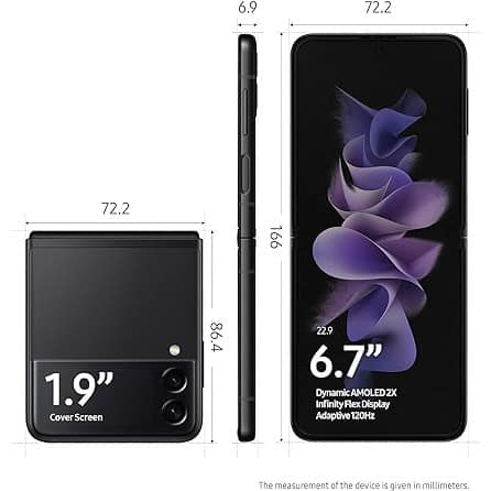 Galaxy Z Flip 3 - 6.7" 128GB ROM- 8GB RAM - Single Sim -  5G - 3300mAh - Black - View 3