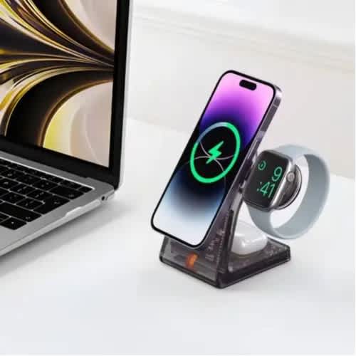 Porodo 15w All-in-one Transparent Glass Lenses Wireless Charging Station (black) - View 3