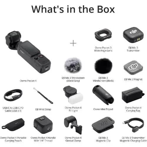 Dji Osmo Pocket 4 Creator Combo Pocket Gimbal Vlog Camera - 3-axis - 2× Lossless Zoom - View 3