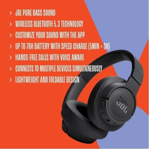 Jbl Tune 730bt Wireless Over-ear Headphones – Black Edition - View 2