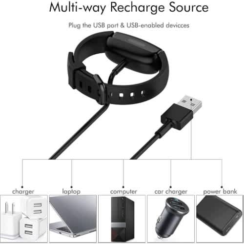 Replacement USB Charging Cable For Fitbit Inspire 3 Smartwatch - Black - View 8