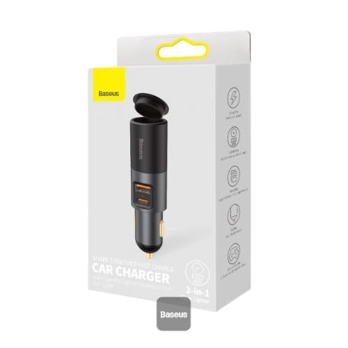 Baseus Share Together Fast Charge Car Charger -grey - View 2