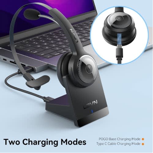 Levn Wireless Bluetooth 5.0 Headset With Microphone & AI Noise Cancelling - View 5
