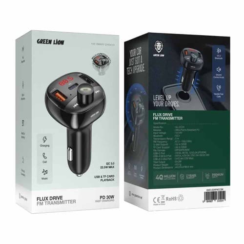 Green Lion Flux Drive Fm Transmitter Car Charger Pd 30w - Black - View 2
