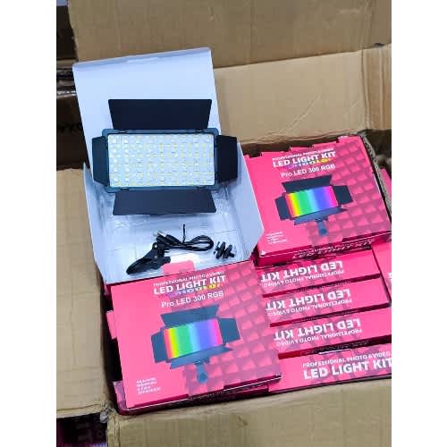 Pro Led 300 Rgb Video Light Kit – Adjustable Brightness Rechargeable Camera Phone Light - View 2