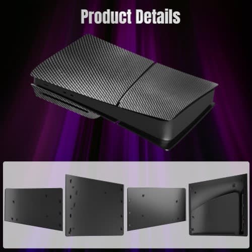 Cover Plates For PS5 Slim- Compatible with PlayStation 5 Slim Faceplate Carbon Fiber - Black - View 4