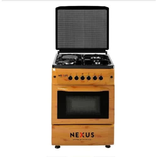 Gas Cooker - 3 Gas + 1 Electric Burner - Nx-6004 - 60x60 - Wooden Design. - View 3