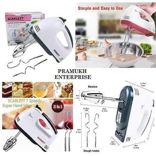 Scarlett Electric Hand Mixer 7-speed With 4 Stainless Steel Blades - 260W - White - View 2