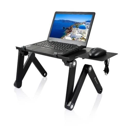 Foldable Adjustable Laptop Table Stand With Mouse Board And Cooling Fan