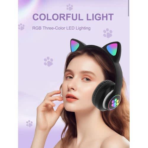 Cat Wireless Headset With Rgb Light - Multi-purpose Stn-28 - Black - View 10