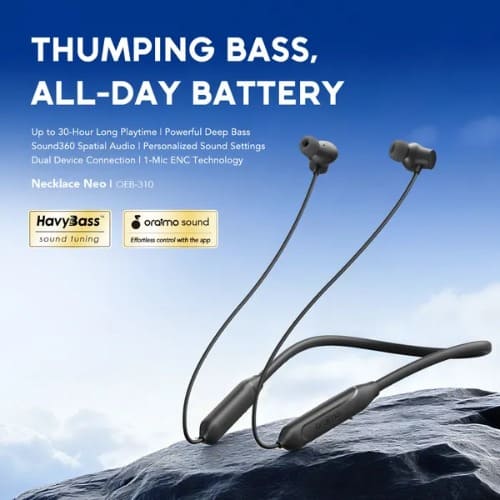 Necklace Neo Dual-device Connectivity Enc Spatial Audio Wireless Havy Bass Neckband - Black - View 6