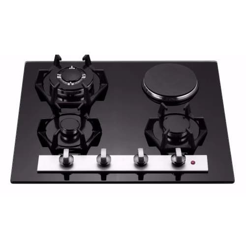 Gs Built-in Tempered Glass Gas Hob Cooker - 3 Burners + 1 Hotplate