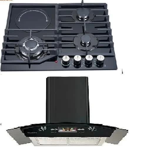 Digital Smoke Extractor Hood - 60cm + 4 Burner Hob - 3 Gas +1 Electric