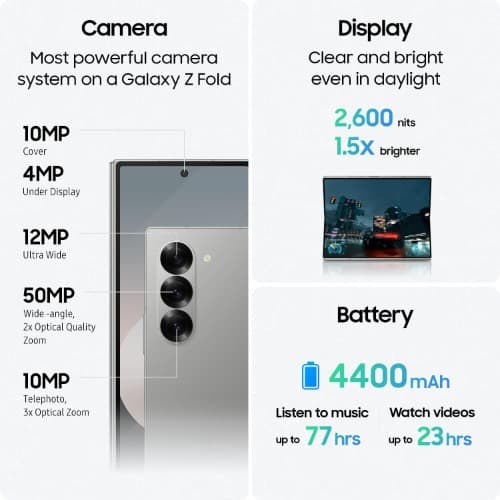 Galaxy Z Fold 6 - 512GB - 12GB - 5g Smartphone - Foldable Display - 4450mAh - View 5