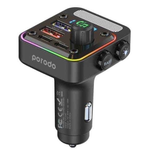 Porodo Quick-charge Fm Car Charger- Dual Usb-c & Usb-a- Pd 36w - Black - View 1