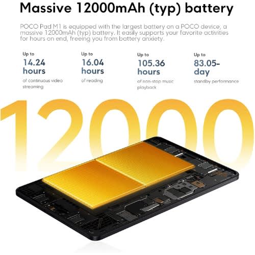 POCO PAD M1 - 12.1", WiFi - 256GB ROM - 8GB RAM - 12000mAh - Grey - View 3