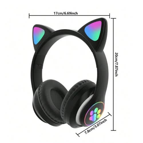 Cat Wireless Headset With Rgb Light - Multi-purpose Stn-28 - Black - View 9