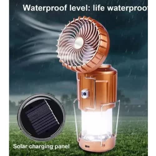 Portable Solar Charging Rechargeable Camping Light With Fan - View 4