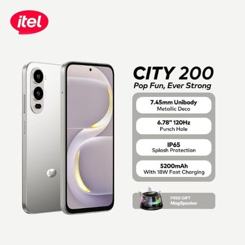 City 200 - 7.45mm - 128GB ROM - 4+4GB RAM - 6.78" - Ip65 - 5200mAh - Silver