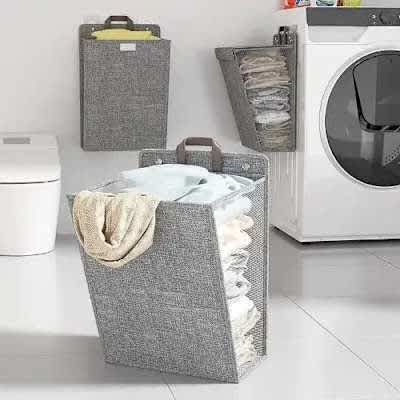Wall-attached Garment Collection Sack - Grey