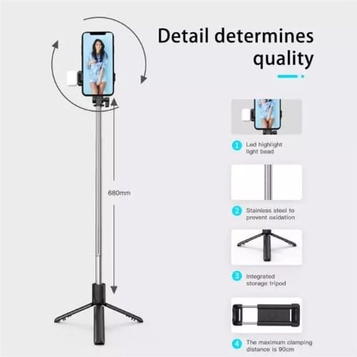 Selfie Stick Tripod Stand With Fill Light And Wireless Bluetooth Remote - View 4
