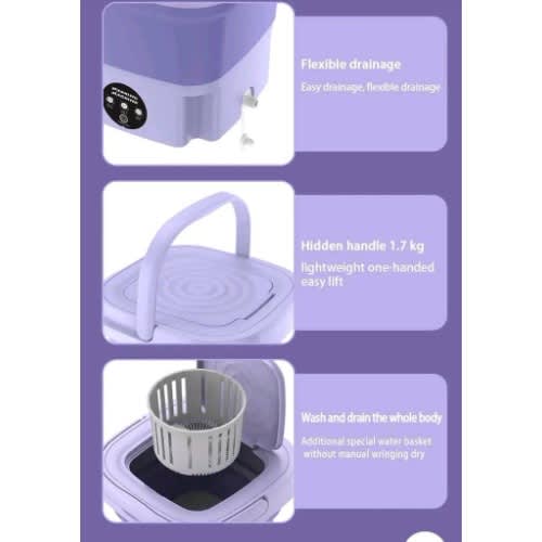 Mini Foldable Washing Machine - Purple - View 7