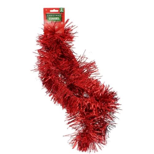 Christmas Tinsel - 2m - Red - View 1