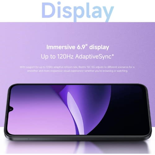 Redmi 15C 5G - 6.9" - 128GB ROM - 4GB RAM - Dual SIM - Fingerprint - 6000mAh - Black - View 3