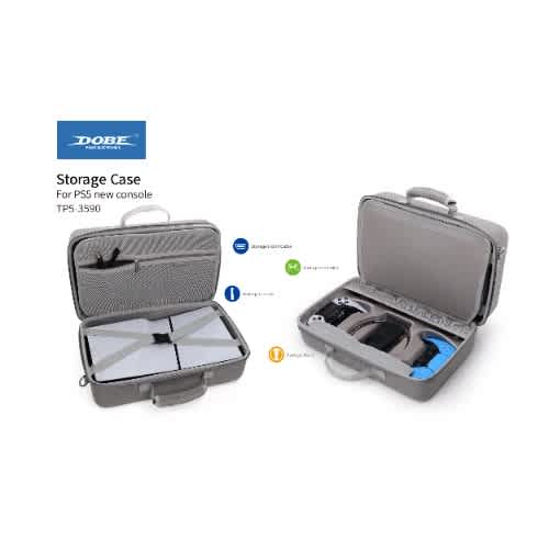 Dobe Ps5 Slim Carrying Case – Multifunctional Console Storage & Protection Bag Gray - View 2