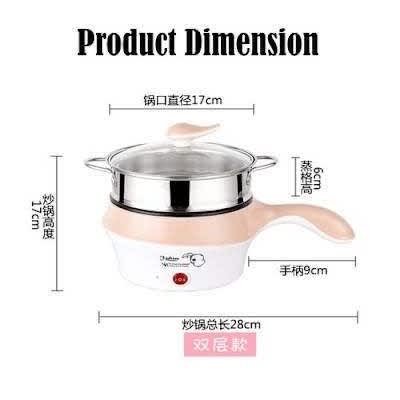 Multifunctional Non-stick Electric Pot - 20cm With Steamer - 1800w - View 2