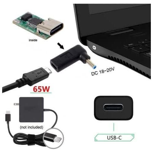 Usb C To Smart Blue Tip Adapter For Hp Laptop Power Supply - Female Usb C - View 3